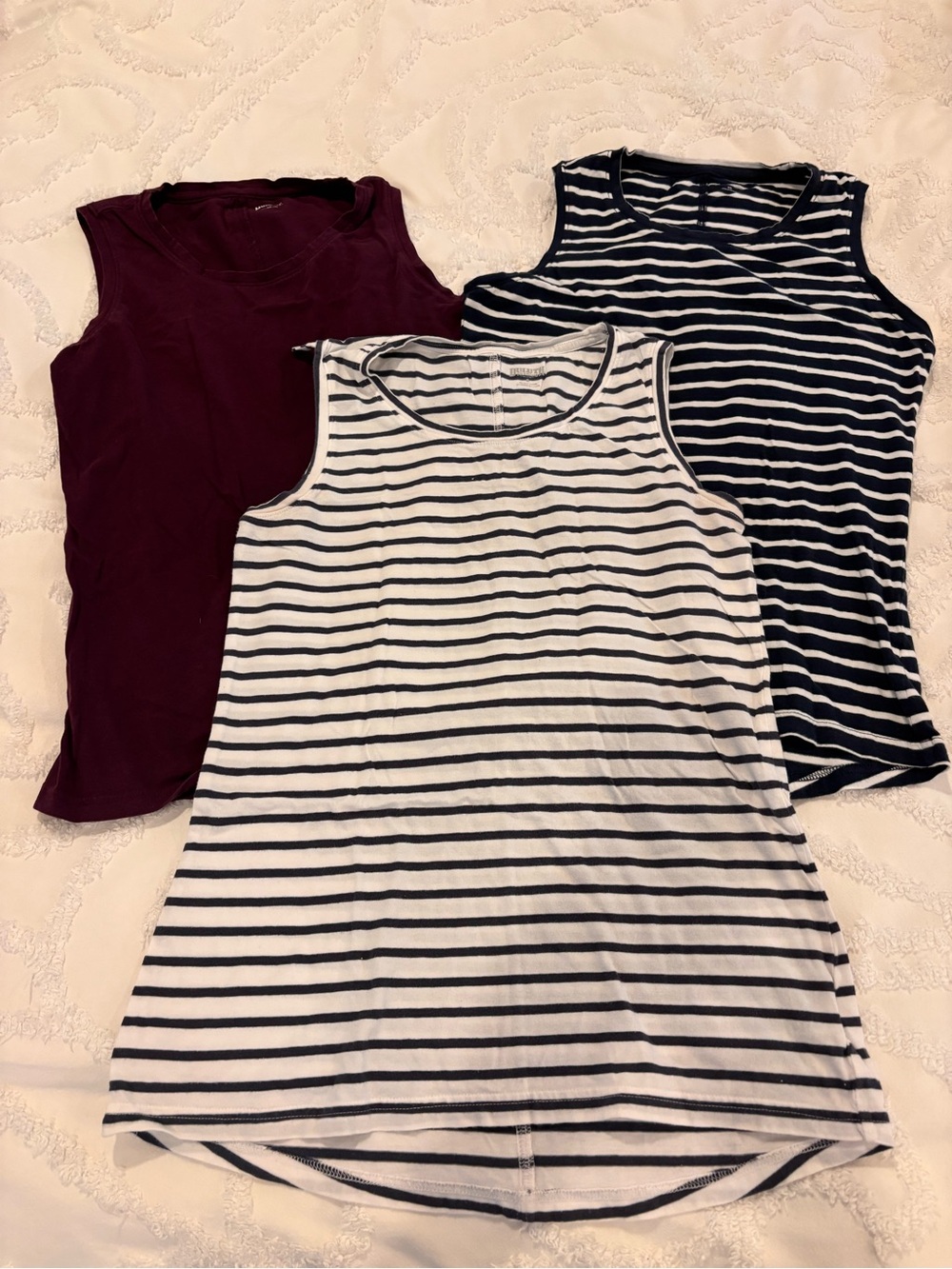 Duluth Trading Co Women's Tank Tops - White/Black Stripe, Navy Stripe, Dark Purp
